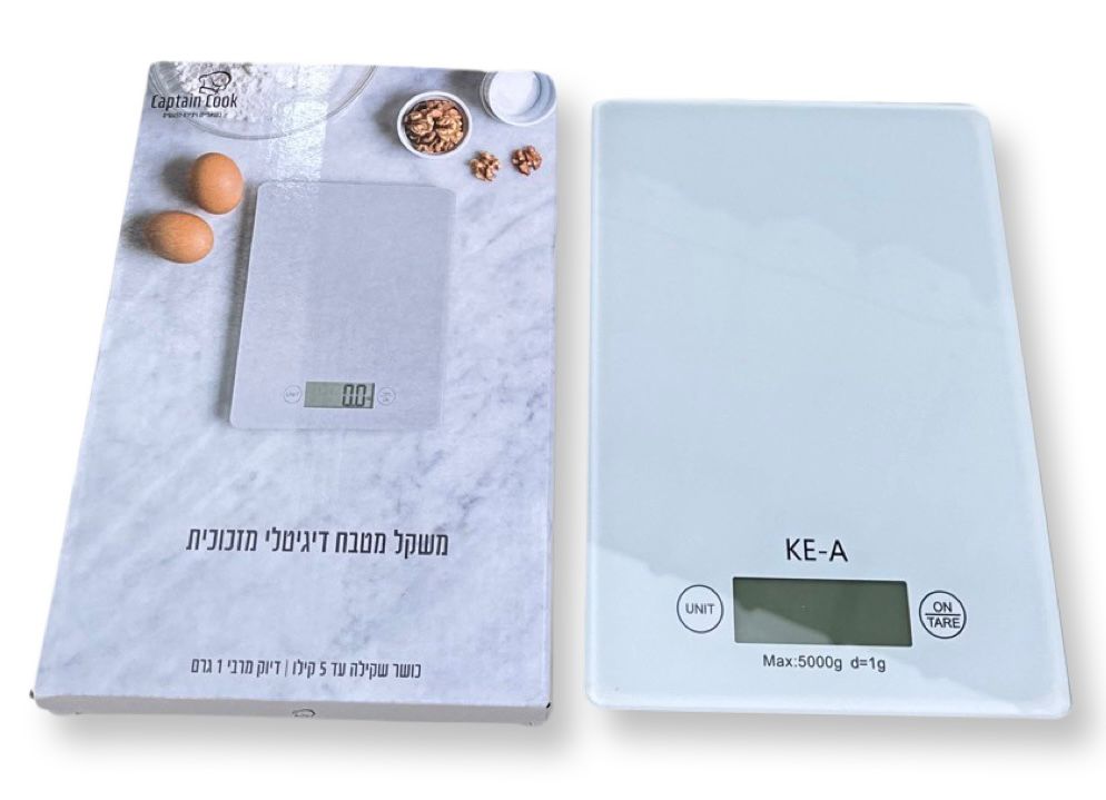 משקל מטבח דיגיטלי זכוכית מחוסמת